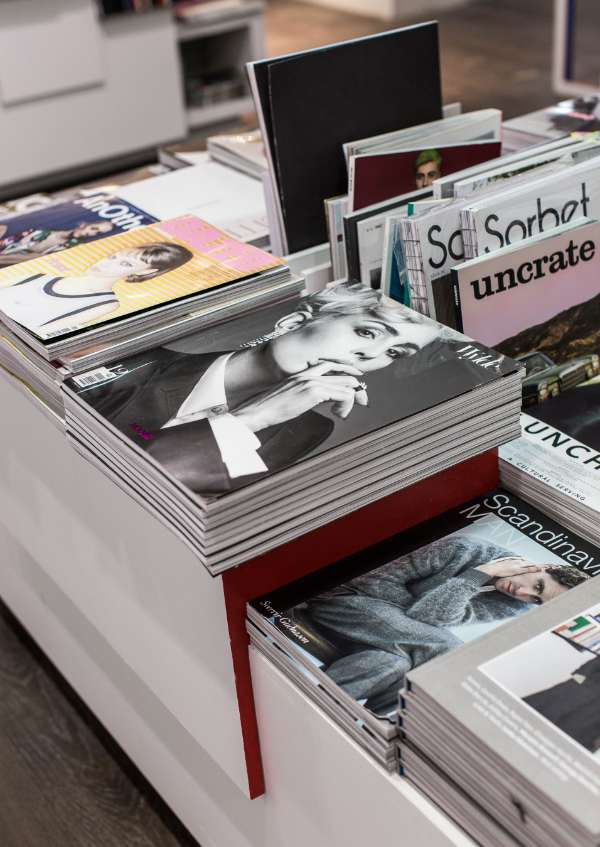 Magazine and books in a shop