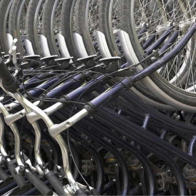 bikes on a bike rack